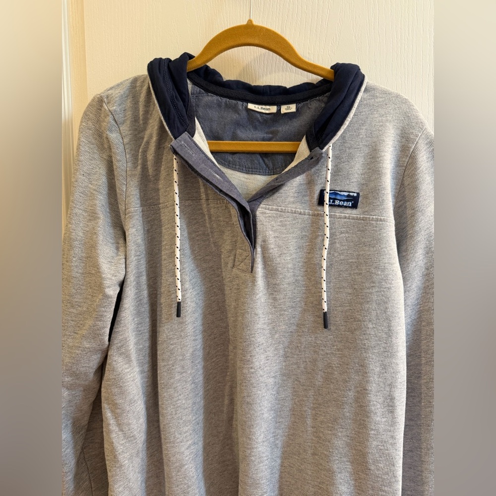 L.L. Bean Gray Hoodie with Navy Lining - Picture 7 of 7